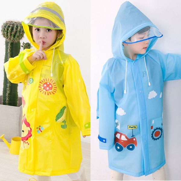 

c7ev8 cartoon children's raincoat with inflatable blanket blanket schoolbag eva environmental protection cloak transparent baby pupil i, Red;brown