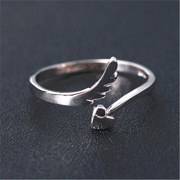 

мода популярный серебряный цвет женское кольцо темперамент женский в форме сердца ангел инкрустированный циркон открытие ручной работы ювели, Golden;silver