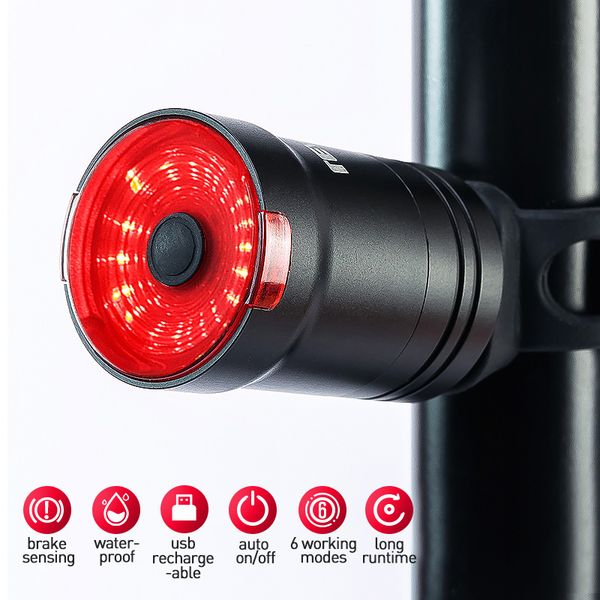 

leadbike bicycle smart taillight auto start/sbrake sensing bike rear light ipx6 usb rechargeable led cycling tail light