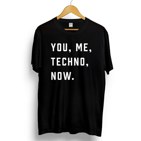

you, me, techno, now. mens printed t-shirt music slogan print detroit acid house o-neck casual short t-shirt, White;black