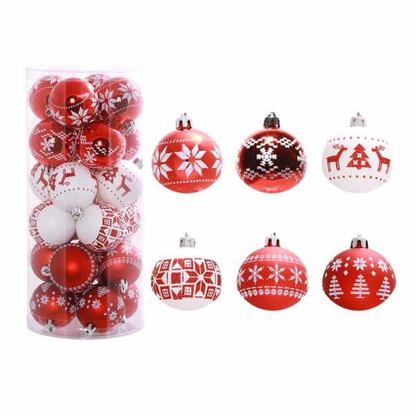 All'ingrosso-24PCS / secchio 6 cm albero di Natale palla palline festa matrimonio appeso ornamento decorazione natalizia forniture per la decorazione domestica