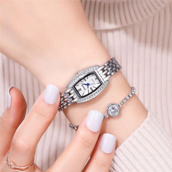 

women wristwatch fashion stainless steel gold silver clock luxury rhinestone crystal dress ladies quartz watch women, Slivery;brown