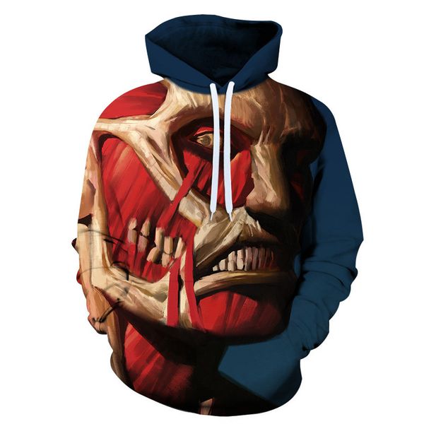 

terror 3d skull hoodies men hoody printed tracksuit casual sweatshirt long sleeve coat streatwear pullover dropship, Black