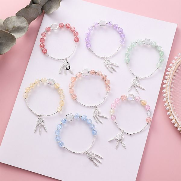

new-coming girls sweet and lovely faux crystal bracelet ladies small fresh beaded single circle bracelet hand jewelry dropship, Black