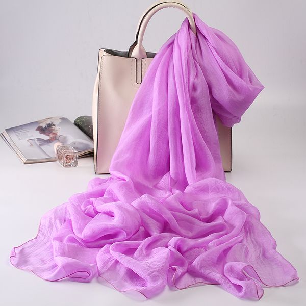

winter scarf matches the autumn female super mostly size pure color thin purple chiffon shawl dual use 2018 new