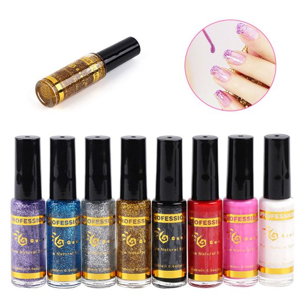 

1pc 8colors nail art pen voor 3d paint decoratie nail polish pencil glitter sequin flower flower polish tslm2