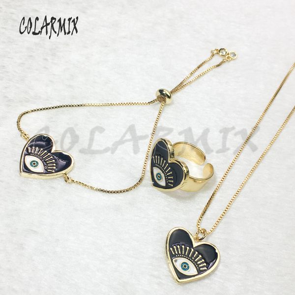 

fashion heart shape eyes jewelry necklace,bracelet&rings fashion jewelry set gift for lady wholesale 5630, Silver