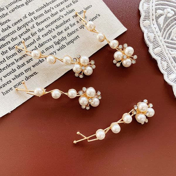 Aomu Korea Fashion Imitiation Pearl Flower Hairpins Hair