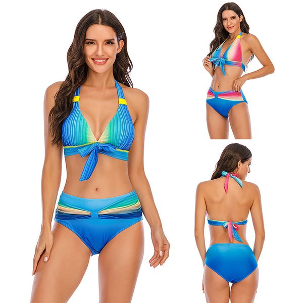 

2020 новый градиент sexy slim-fit весна купальник бикини сексуальная спинка купальники высокая талия бикини купальный костюм пляжная одежда, White;black