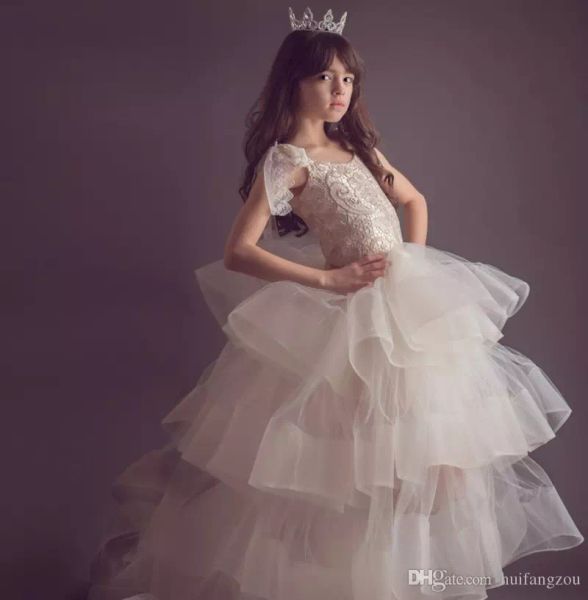 

princess mermaid flower girl dresses sleeveless applique pretty tiered tulle kids formal wear custom made cute girls pageant dresses, White;blue