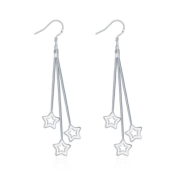 

plated sterling silver tai chi three sky star earrings dase161 size length:8.5cm;brand new women's 925 silver plate charm jewelry earri