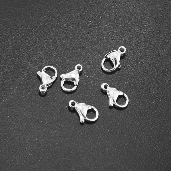 

20pcs stainless steel silver plated lobster claw clasps for diy jewelry making repairing 9mm/10mm/12mm/13mm/15mm, Blue;slivery