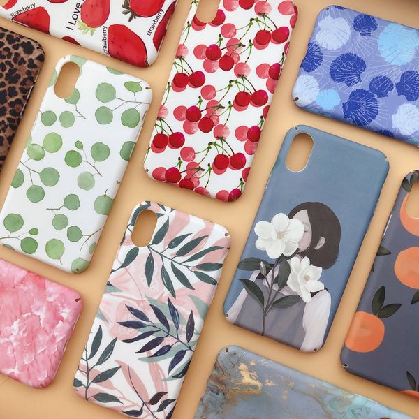 

fashion matte phone case for iphone 6 6s 7 8 plus x xs max xr lovely leaves patterned hard back cover for iphone 11 pro max case