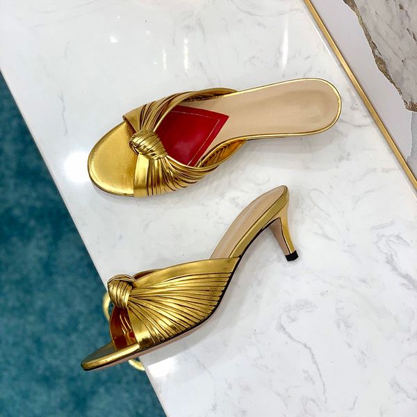 

summer brand design high heels women shoes new arrival slip-on female sandals round toe leather sandals 5.5cm, Black