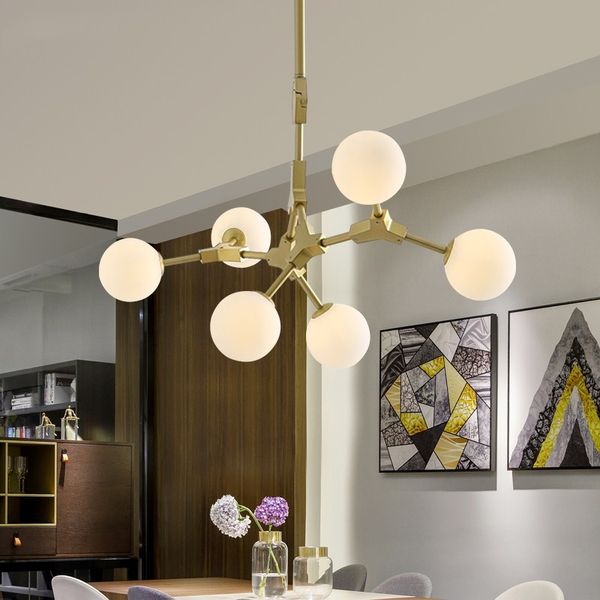 

nordic metal gold chandelier hanglamp glass ball led pendant lamp for living room light fixtures luminaria lighting