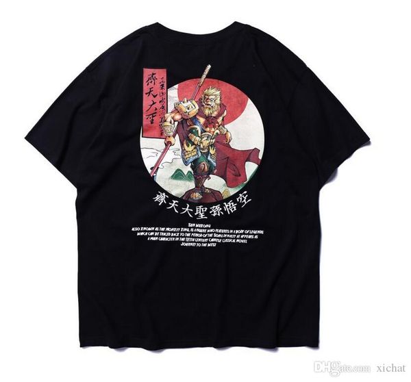 

мужская мода printed вокруг шеи t рубашки марка лето дизайнер с коротким рукавом japanes негабаритные hip hop повседневная рубашка boyfriend, White;black