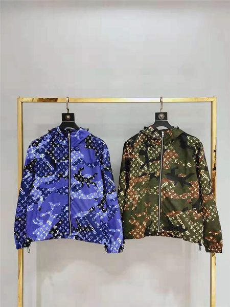 

mens fashion designer jacket hooded letters print fashion style gauze mens camouflage jacket windbreaker zipps pocket coatb1, Black;brown