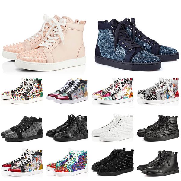 

hight quality red bottoms flat party lovers shoes genuine leather casual sneakers men women studded spikes trainer running shoes size36-46, White;red