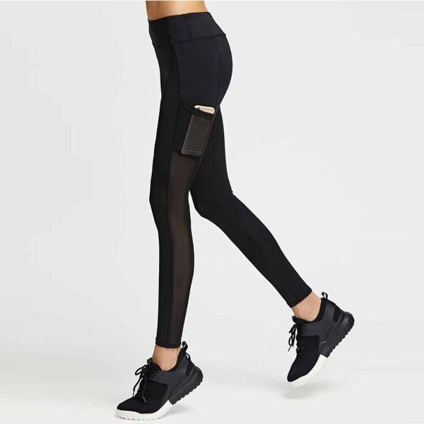 

ladies black mesh fitness pants yoga pants women side pocket mesh stitching gym leggings dropshipping #ss, White;red