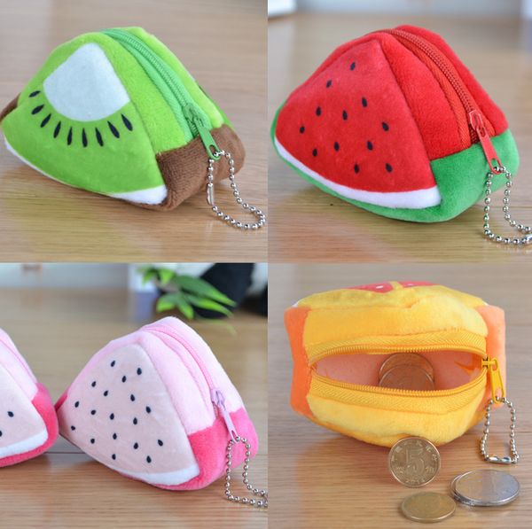 

shape 4 fruits bag plush cotton coin bag purse kid pocket coin pouch gift coin bag pouch wallet, Red;black