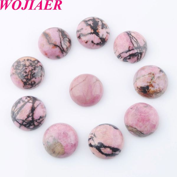 

wojiaer loose gem stones round cabochon beads natural rhodochrosite stone healing bead fit for women men diy handmade jewelry du8236, Black