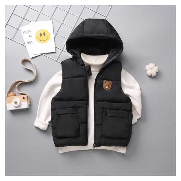 

new fashion children autumn winter vest for boys girls kids thick cartoon hooded warm waistcoat clothing outerwear, Blue