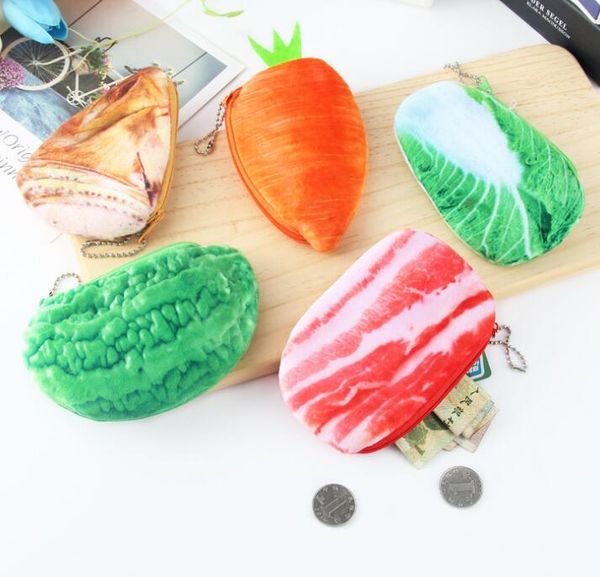 

cute 3d artifiacial vegetable plush coin purses, Red;black