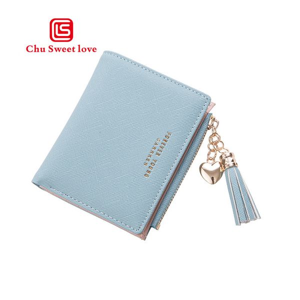

fashion small female purse short purse lady pu letter tassel fastener zipper short clutch wallet solid vintage women wallet, Red;black
