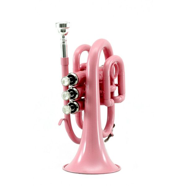 Bela Mini bolso Trompete Bb Tune Garantia de Qualidade de Som Banda Rosa Professional instrumento musical com caso frete grátis