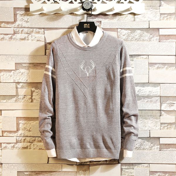 

2018 man sweater pullover long sleevethin run sweater knit large size slim fit, White;black