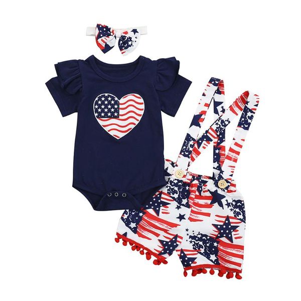 

newborn baby girl clothes set independence day outfit blue short sleeve +shorts+headband 3pcs summer infant toddler clothing, White
