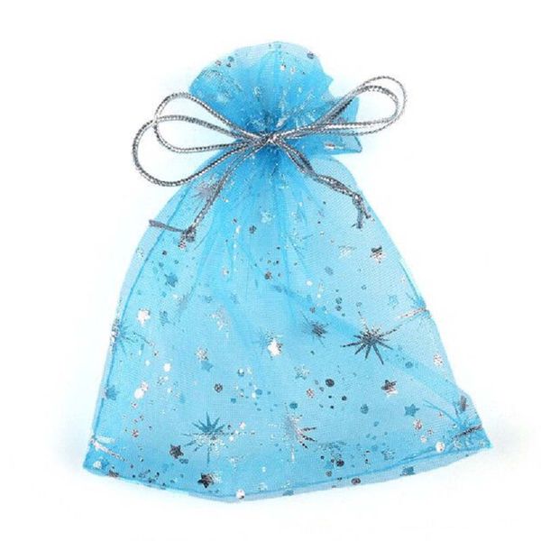 

100pcs/bag fashion star organza bags 9x12cm nice jewelry packaging bags wedding christmas gift pouches bag, Pink;blue