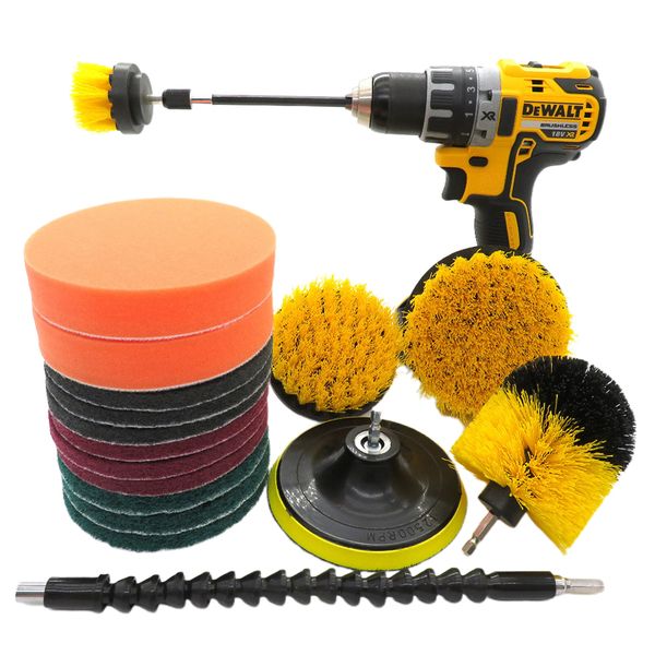 

18pcs nylon scrub pads home carpet cleaning tool car attachment floor wash durable drill brush set kitchen bathroom buffing