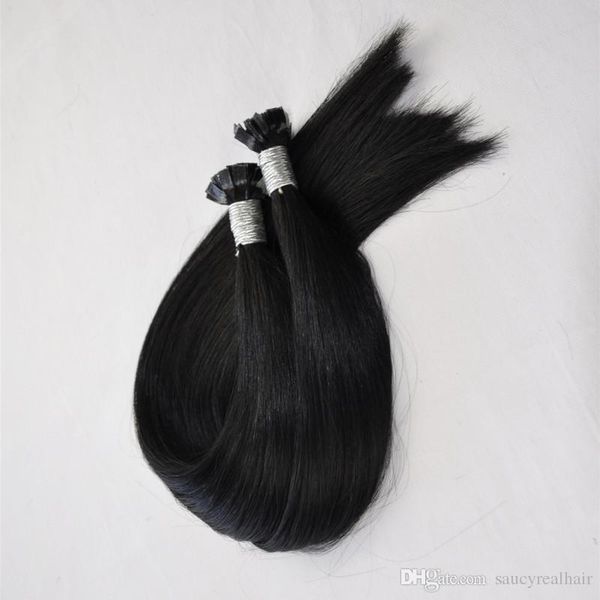 

1gr st & 200g pack i/u/flat tip in hair extension prebonded fusion straight hair 200strands pack keratin stick indian human hair, dhl, Black