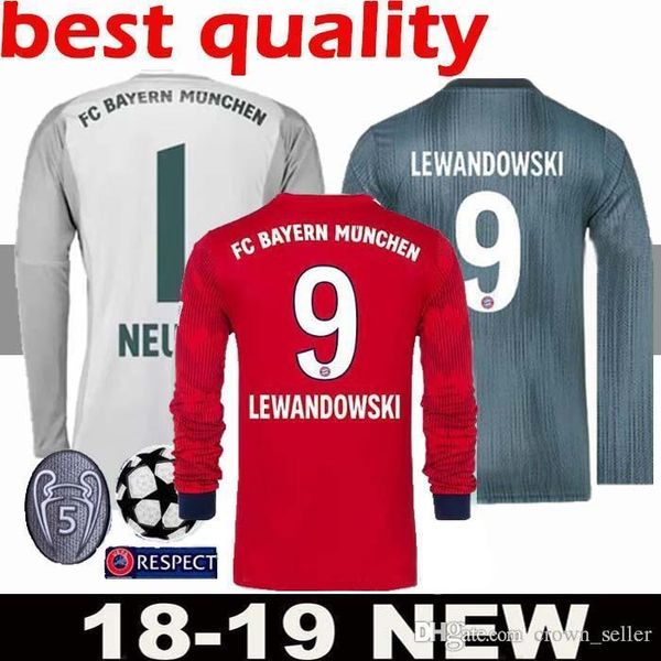 Großhandel 1819 Langarmshirt # 25 MULLER Heimtrikot 1819 Auswärtstrikot # 11 JAMES # 9 LEWANDOWSKI FC Bayern München 3. Fußball Uniform Von Großhandel 1819 Langarmshirt # 25 MULLER Heimtrikot 1819 Auswärtstrikot # 11 JAMES # 9 LEWANDOWSKI FC Bayern München 3. Fußball Uniform Von
