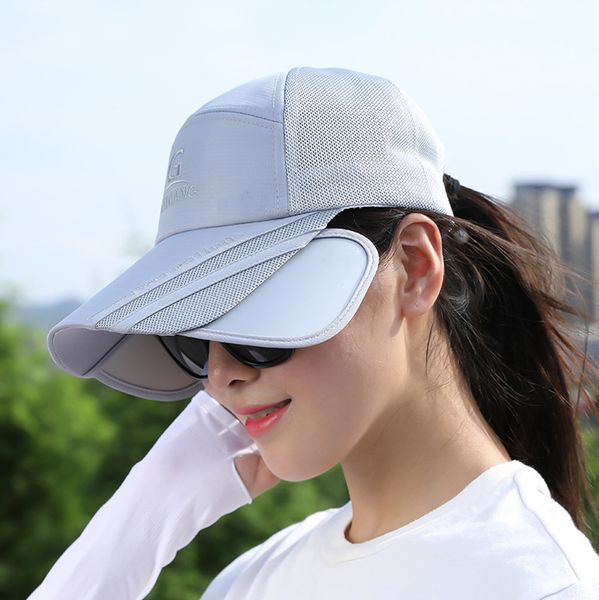 

streetwear hip hop summer uv protection sunscreen retractable uv mirror baseball baseball cap gorra hombre casquette, Blue;gray
