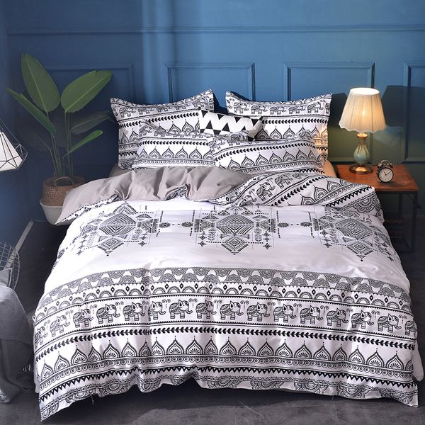 Elephant Printing Bedding Sets Queen Size Bohemia Duvet Cover Set With Pillowcase Au Single Bedlinen Home Textile Denim Bedroom