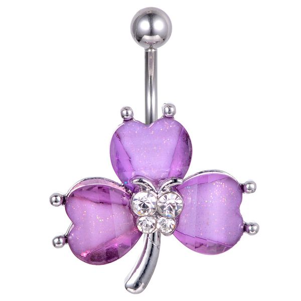 

d0688 purple color leave belly navel stud for fashion jewelry piercing body, Silver