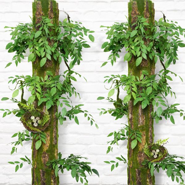 Simulação Árvore Verde Bark Esgoto Tubulação Decoração Artificial Árvore Natural Casca com Musgo Falso Placa Verde Decoração de Casa Grama Verde