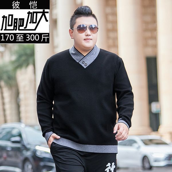 

10xl 8xl 6xl 2019 autumn winter warm wool sweaters casual hit color patchwork v-neck pullover men brand slim fit cotton sweater, White;black