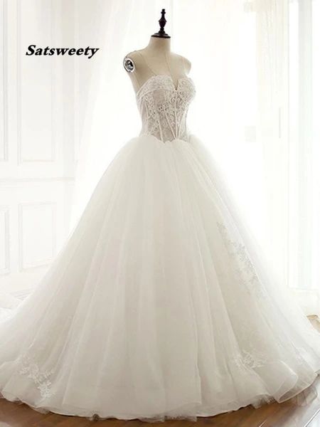

see through v neck bride gowns a-line franch lace long custom made wedding bridal dresses, White
