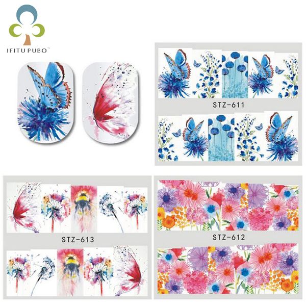 

3pcs nail stickers on nails blooming flower stickers for nails butterfly nail art water transfer decals gyh, Black