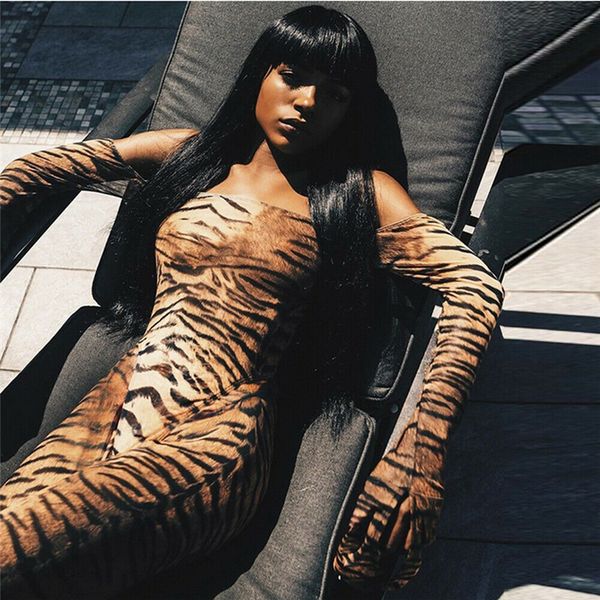 

fashion women mesh print jumpsuit 2019 ladies long sleeve leopard print summer jumpsuit romper, Black;white