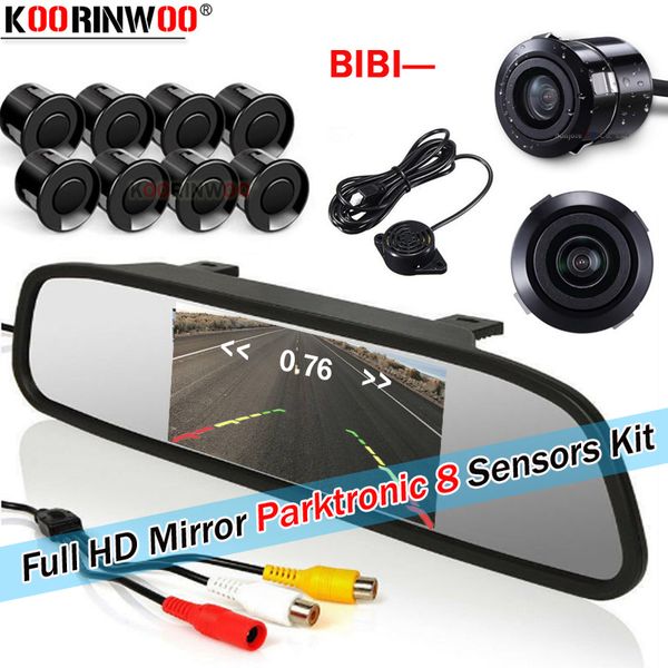 

koorinwoo ultrasonic car parking system kit 22mm black blind spot sensor lcd colorful monitor display round front form camera