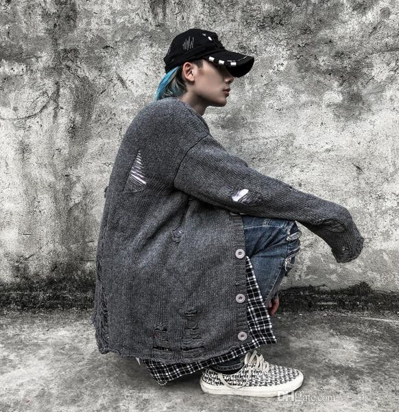 

tide men designer cardigan brand printing couple clothing loose street hip hop white fashion cotton mens hoodies hole snake 606, Black