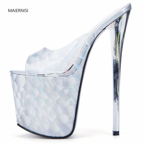

maiernisi ladies shoes new pattern superior quality super high heel slipper 19c thin heels fashion show nightclub 3-18 19, Black