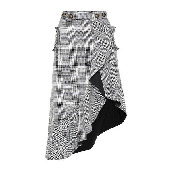 

skirts 2021 spring arrive irregular plaid high quality, Black