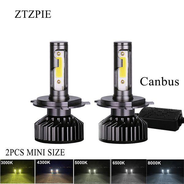

ztzpie 3000k 4300k 6000k 8000k 12000lm 9005 h1 h4 led headlight h3 h7 h11 9006 turbo led bulbs super bright mini size car light
