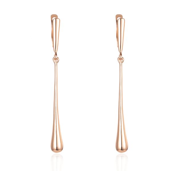 

fj women ladies 585 rose gold color oval stick ball round dangle drop long earrings, Silver