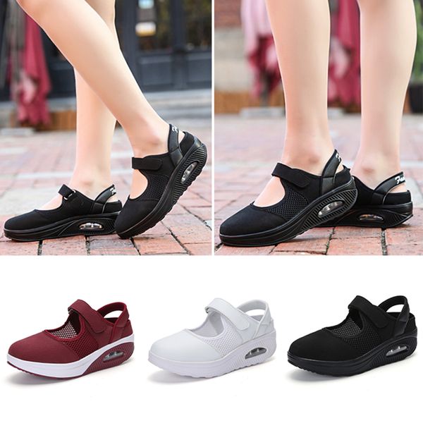 

new summer fashion women flat platform shoes non-slip mesh casual round toe shallow hook loop boat shoes sports outdoor sneakers, Black